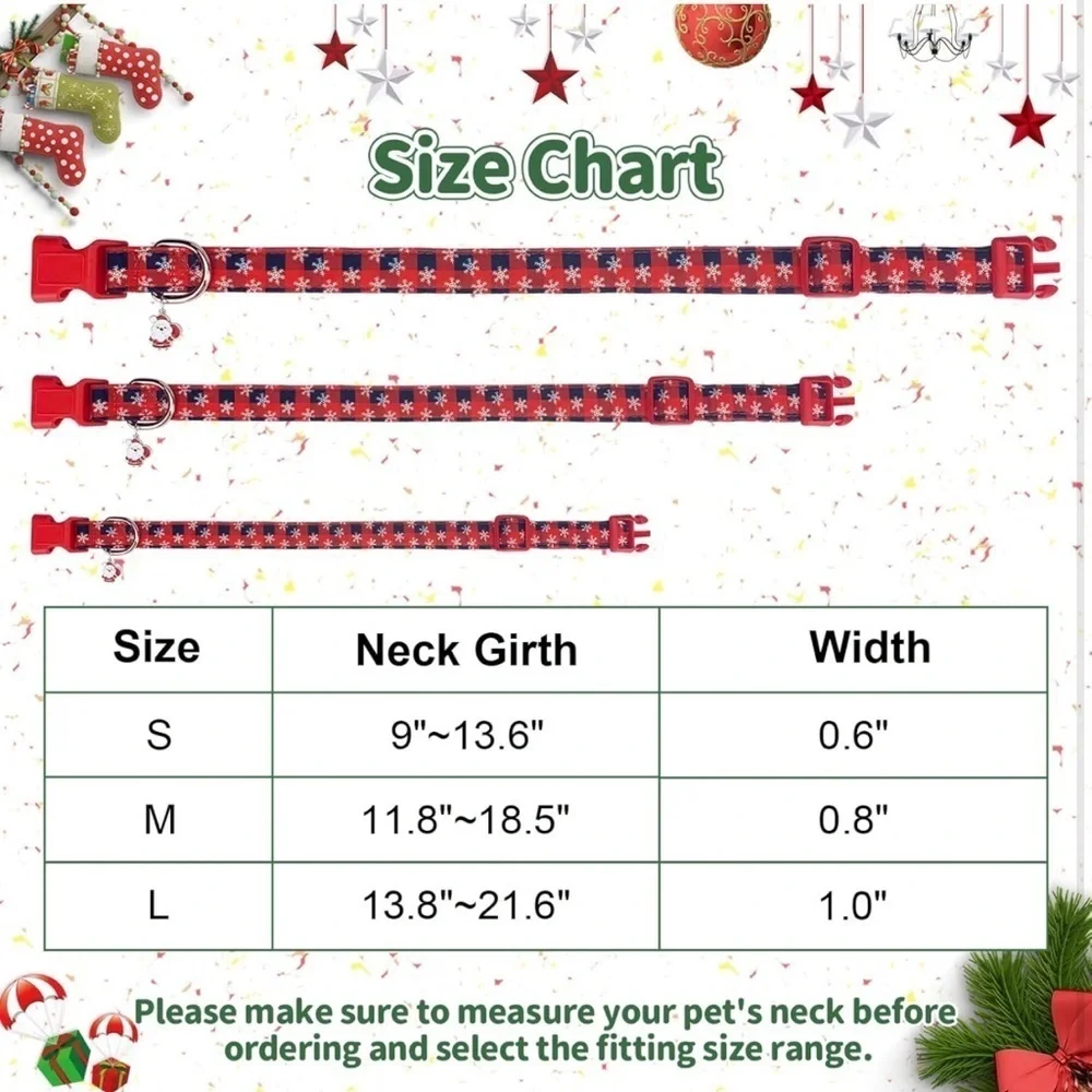 Snowflake Collar with Removable Floral Adjustable Christmas Dog Collar Medium